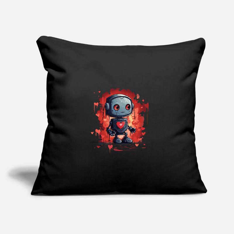 ROBOTS AVEC CONCEPTION DE CŒUR Housse de coussin décorative 45 x 45 cm
