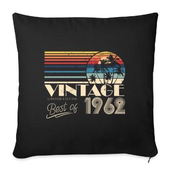 1962 Vintage 60e anniversaire rétro Vintage - Housse de coussin décorative 45 x 45 cm - noir - Devant