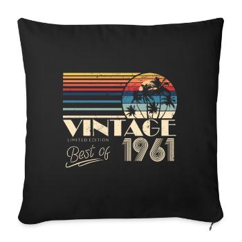 1961 Vintage anniversaire rétro Vintage cadeau - Housse de coussin décorative 45 x 45 cm - noir - Devant