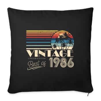 1986 Anniversaire Né En 1986 Rétro Vintage - Housse de coussin décorative 45 x 45 cm - noir - Devant