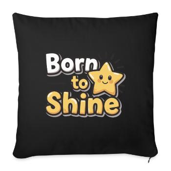 Né pour briller – Strahlender Stern - Housse de coussin décorative 45 x 45 cm - noir - Devant