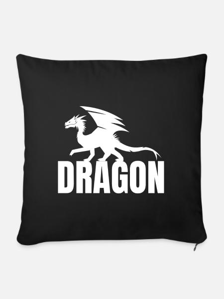 Dragon Typography - Sofakissenbezug 45 x 45 cm - Schwarz