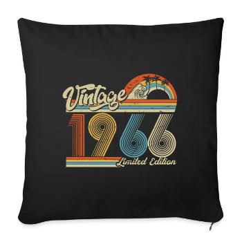 Né 1966 1966 Cadeau d’anniversaire Vintage - Housse de coussin décorative 45 x 45 cm - noir - Devant