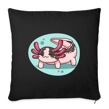 Piebald Axolotl Design for Axolotl Lovers - Sofa pillowcase 17,3'' x 17,3'' (45 x 45 cm) - black - Front