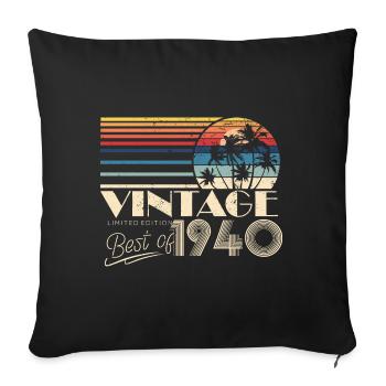 Anniversaire des années 1940 né dans les années 1940 rétro Vintage - Housse de coussin décorative 45 x 45 cm - noir - Devant