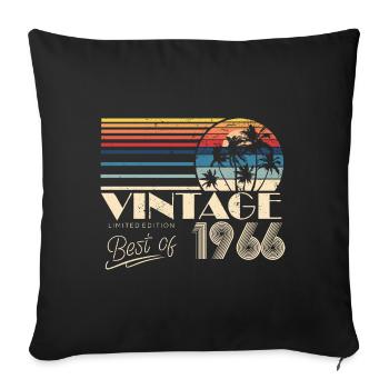Né en 1966 1966 cadeau d’anniversaire vintage - Housse de coussin décorative 45 x 45 cm - noir - Devant