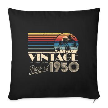Anniversaire des années 1950 né dans les années 1950 rétro Vintage - Housse de coussin décorative 45 x 45 cm - noir - Devant