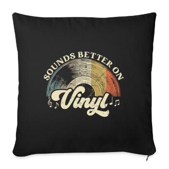 vinyl vinyl music turntable retro - Sofa pillowcase 17,3'' x 17,3'' (45 x 45 cm) - black - Front