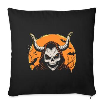 Déguisement de crâne de cornes d’Halloween - Creepy - Housse de coussin décorative 45 x 45 cm - noir - Devant