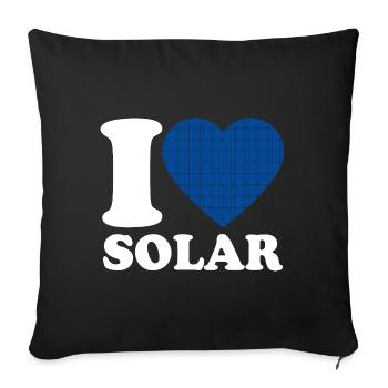 I Love Solar - Heart - Renewable Energy - Sofa pillowcase 17,3'' x 17,3'' (45 x 45 cm) - black - Front
