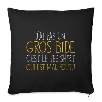 J'ai Pas Un Gros Bide Humour Sarcasme - Housse de coussin décorative 45 x 45 cm - noir - Devant