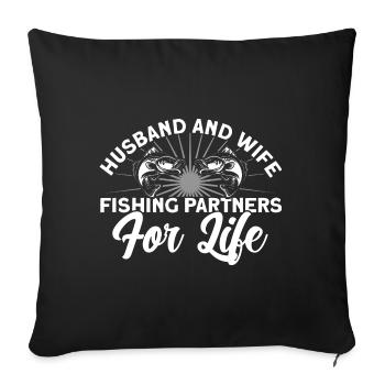 Husband and wife as fishing partners Fishing Gesche - Sofa pillowcase 17,3'' x 17,3'' (45 x 45 cm) - black - Front