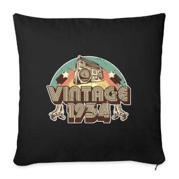 Vintage 1934 Anniversaire Homme Femme 70s rétro - Housse de coussin décorative 45 x 45 cm - noir - Devant