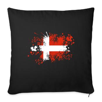 Denmark Flag Brush Copenhagen Paint Splashes DK - Sofa pillowcase 17,3'' x 17,3'' (45 x 45 cm) - black - Front