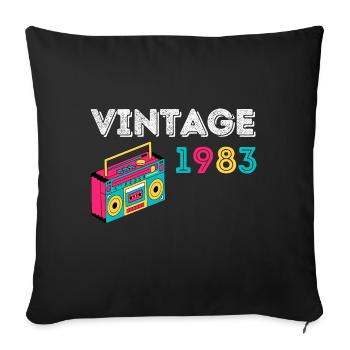 Vintage 1983 Radio 39 years old 1983 birthday - Sofa pillowcase 17,3'' x 17,3'' (45 x 45 cm) - black - Front