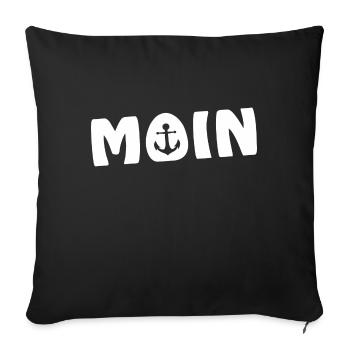 Moin avec l’ancre Sylt Nordsee Hamburg Bremen Insel - Housse de coussin décorative 45 x 45 cm - noir - Devant