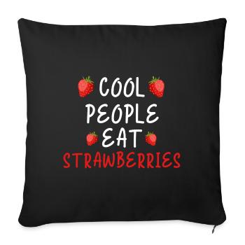 Funny Strawberry Saying Strawberry Fruit - Sofa pillowcase 17,3'' x 17,3'' (45 x 45 cm) - black - Front