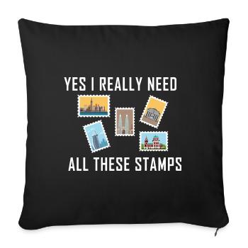 Stamp collecting - Sofa pillowcase 17,3'' x 17,3'' (45 x 45 cm) - black - Front