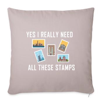 Stamp collecting - Sofa pillowcase 17,3'' x 17,3'' (45 x 45 cm) - light taupe - Front