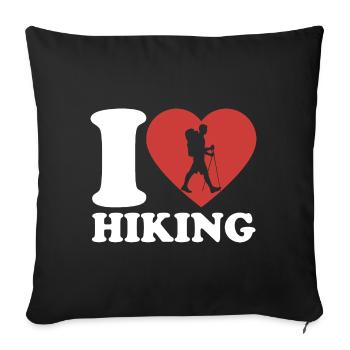 J’aime la randonnée - Coeur - Hobby - Housse de coussin décorative 45 x 45 cm - noir - Devant