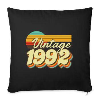 1992 Vintage anniversaire rétro Vintage cadeau - Housse de coussin décorative 45 x 45 cm - noir - Devant