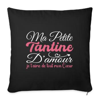 Cadeau tantine d'amour, meilleure tante je t'aime - Housse de coussin décorative 45 x 45 cm - noir - Devant