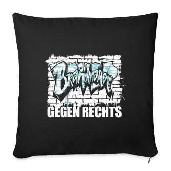 Brandmauer - Gegen Rechts, gegen Hetze - Sofakissenbezug 45 x 45 cm - Schwarz - Vorne