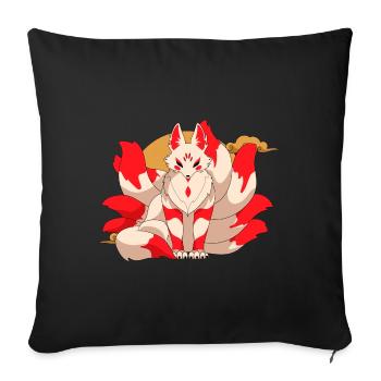 Kitsune - Housse de coussin décorative 45 x 45 cm - noir - Devant