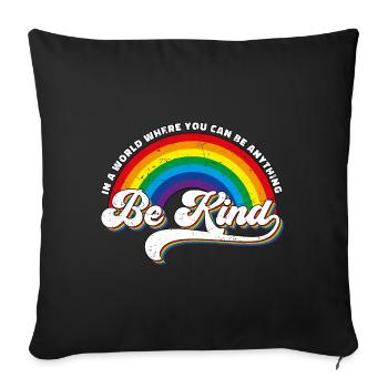 Be Kind LGBT Rainbow - Sofa pillowcase 17,3'' x 17,3'' (45 x 45 cm) - black - Front