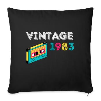 Vintage 1983 cassette 39 years old 1983 - Sofa pillowcase 17,3'' x 17,3'' (45 x 45 cm) - black - Front