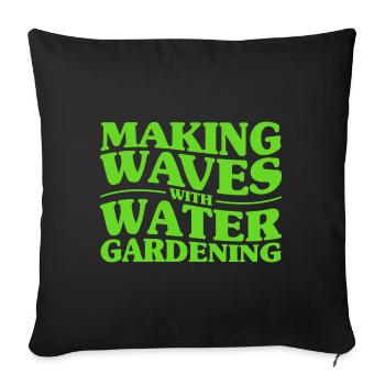 Jardin d’eau Vagues avec cadeau de jardiniers aquatiques - Housse de coussin décorative 45 x 45 cm - noir - Devant