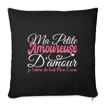 Cadeau amoureuse d'amour, amoureuse je t'aime fort - Housse de coussin décorative 45 x 45 cm - noir - Devant