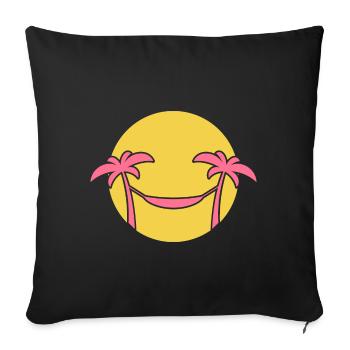 Palmen Hängematte Sommer - Sonne - Urlaub - Sofakissenbezug 45 x 45 cm - Schwarz - Vorne