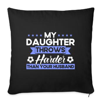 Fille Fan de sport Cadeau de mère - Housse de coussin décorative 45 x 45 cm - noir - Devant