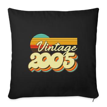 2005 Anniversaire Né En 2005 Rétro Millésime - Housse de coussin décorative 45 x 45 cm - noir - Devant