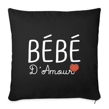 bébé d amour T shirt famille - Housse de coussin décorative 45 x 45 cm - noir - Devant