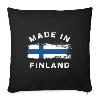Made in Finland - Finland Flag - Sofa pillowcase 17,3'' x 17,3'' (45 x 45 cm) - black - Front
