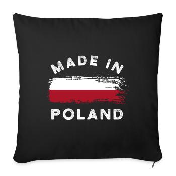 Fabriqué en Pologne - Drapeau de la Pologne - Housse de coussin décorative 45 x 45 cm - noir - Devant