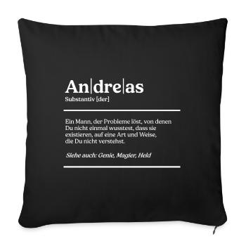 Andreas Name Definition Design für stolze Andreas - Sofakissenbezug 45 x 45 cm - Schwarz - Vorne