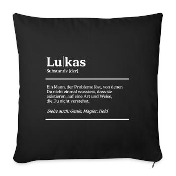 Lukas Name Definition Design für stolze Lukas - Sofakissenbezug 45 x 45 cm - Schwarz - Vorne