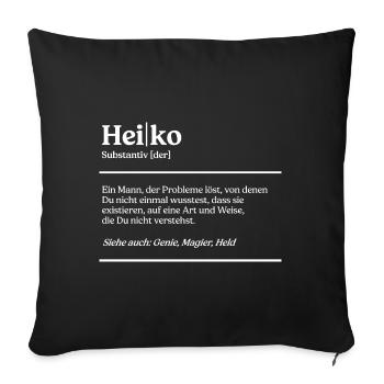 Heiko Name Definition Design für stolze Heikos - Sofakissenbezug 45 x 45 cm - Schwarz - Vorne