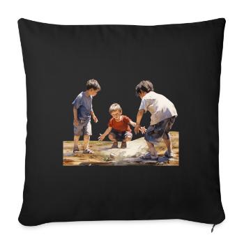 A carefree childhood is a gift - Sofa pillowcase 17,3'' x 17,3'' (45 x 45 cm) - black - Front