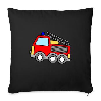 Camion de pompiers enfants cadeau de pompiers - Housse de coussin décorative 45 x 45 cm - noir - Devant