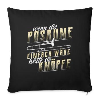 Trombone Trombone Tromboniste Laiton Cadeau - Housse de coussin décorative 45 x 45 cm - noir - Devant