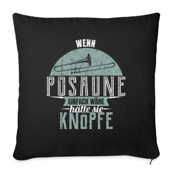 Trombone Trombone Tromboniste Laiton Cadeau - Housse de coussin décorative 45 x 45 cm - noir - Devant