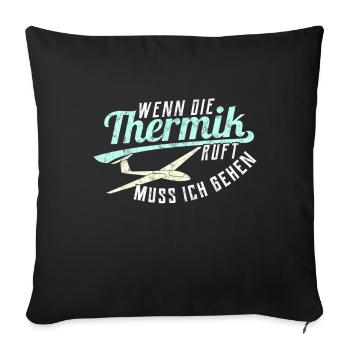Cadeau de planeur de planeur - Housse de coussin décorative 45 x 45 cm - noir - Devant