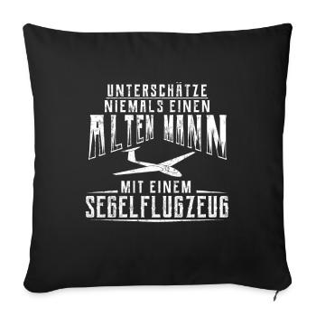 Cadeau de planeur de planeur - Housse de coussin décorative 45 x 45 cm - noir - Devant
