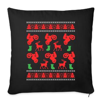 Motorcycle Motocross Ugly Christmas Deer Xmas - Sofa pillowcase 17,3'' x 17,3'' (45 x 45 cm) - black - Front