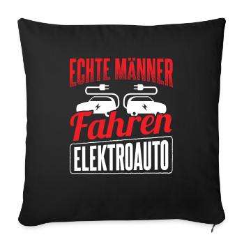 Auto E-Auto Elektroauto - Sofakissenbezug 45 x 45 cm - Schwarz - Vorne