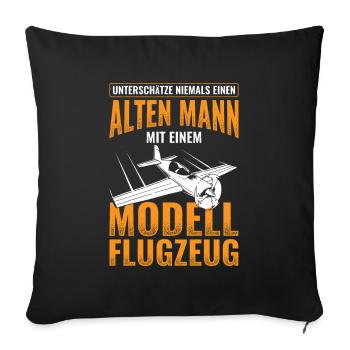 Modellflug - Sofakissenbezug 45 x 45 cm - Schwarz - Vorne